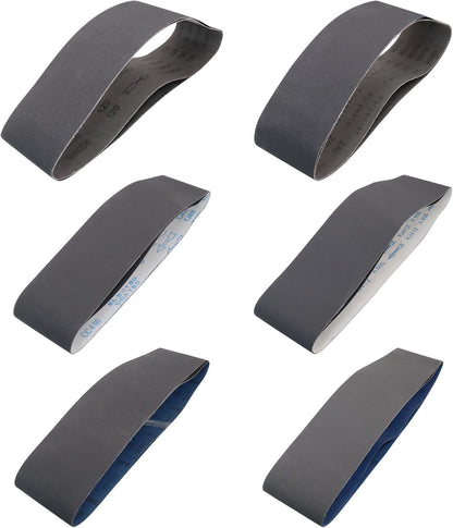 1x30 Inch Silicon Carbide Sanding Belts, 4 PCS Each of 80,120, 240, 400, 800,1000 Grits Knife Sharpening Belt Kits for 1 x 30 Inch Belt Sander, 24 Pack