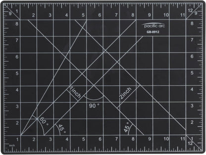Pacific Arc Double Sided Self Healing Cutting Mat - Thick and Durable Vinyl Rotary Cutting Mat for Sewing & Scrapbook Paper Cutting Mat (09"x 12")