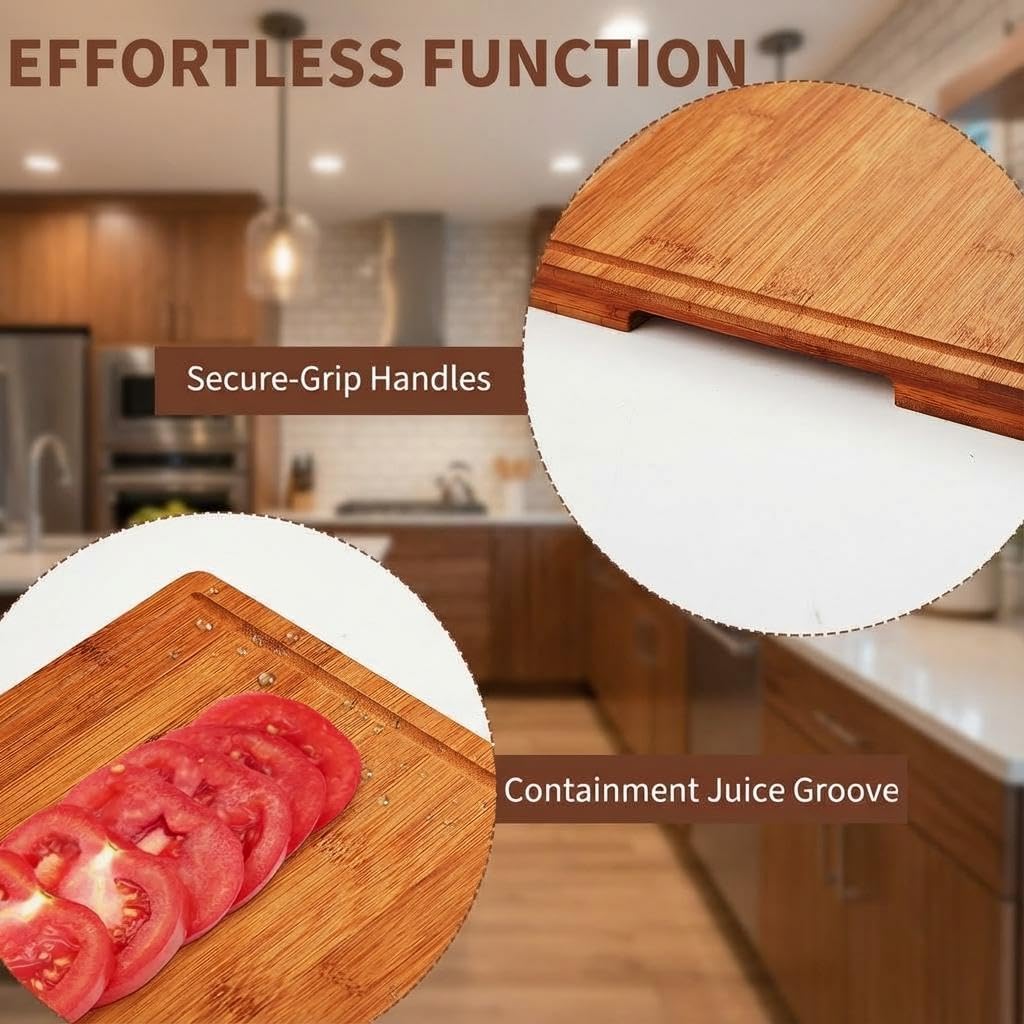 Bamboo Cutting Board 16x10x1 inch with Juice Groove - Bamboo Cutting Board, Charcuterie Board, Butcher Block, Non Plastic Wooden Chopping Board
