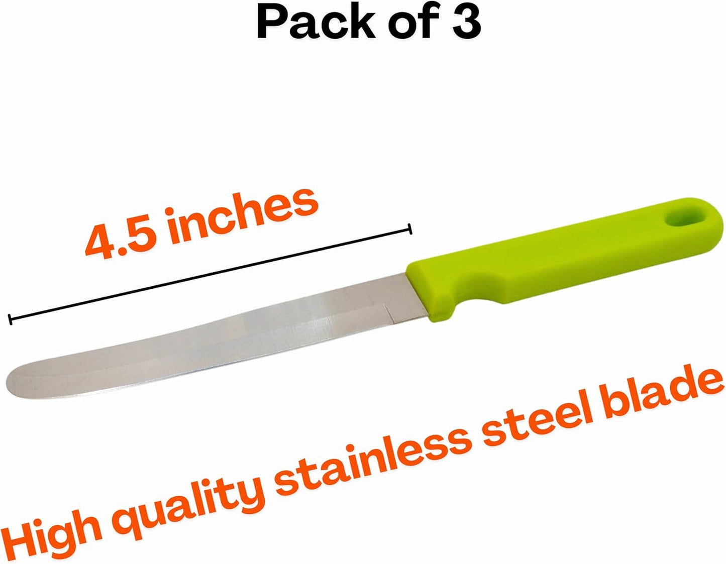 Round Tip Knife, Blunt Knife, Rounded Tip Knives for Cutting Fruit and Vegetable, Smooth Sharp Blade, Safety Knifes (Yellow)