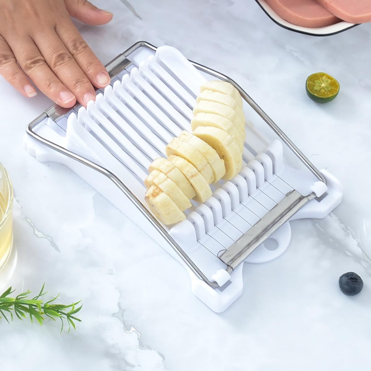 Luncheon Meat Slicer,Luncheon meat Fruit Boiled Egg Ham Garlic Cheese Butter Slicers Cutter, Durable ABS and Stainless Steel Wires, Cuts 11 Slices