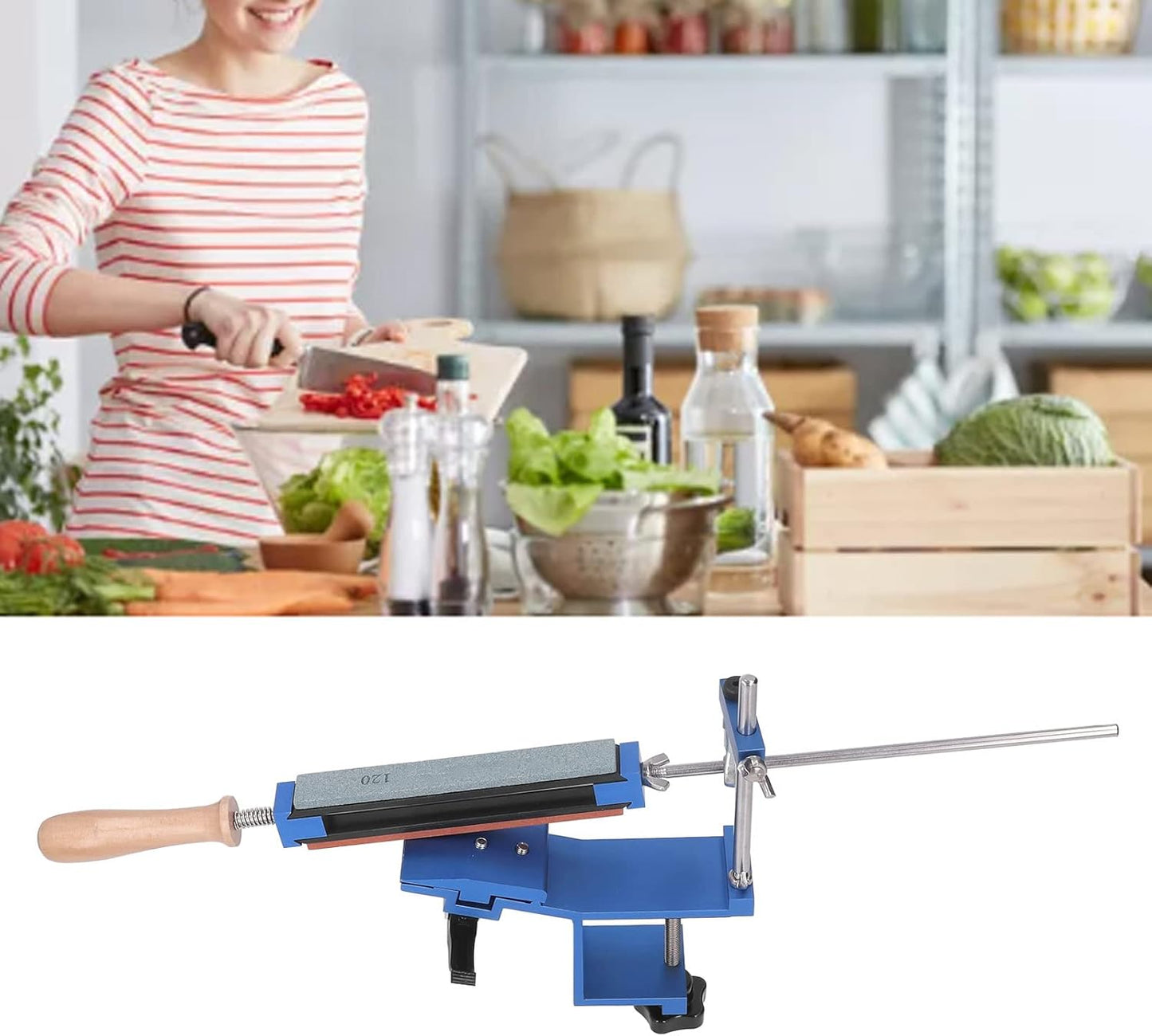 Professional Knife Sharpener with 10 Whetstones, 360° Rotation Flip Design Fixed Angle Stainless Steel, Chef Knife Sharpening Kit, Abrasive Holding System Tools for Kitchen