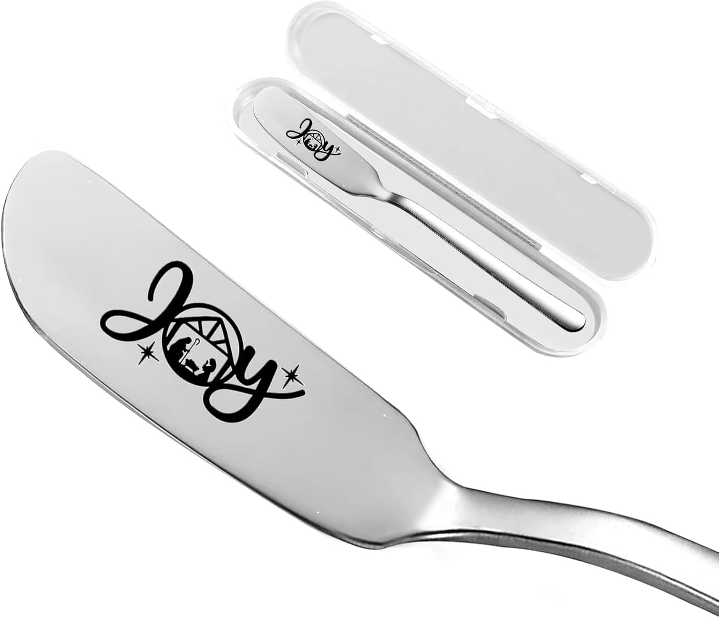 Funny Joy Nativity Christmas Peanut Butter Knife, Personalized Engraved Peanut Butter Spreader Cheese Knives, Novelty Anniversary Christmas Gifts for Sandwich Bread Toast Butter Lover