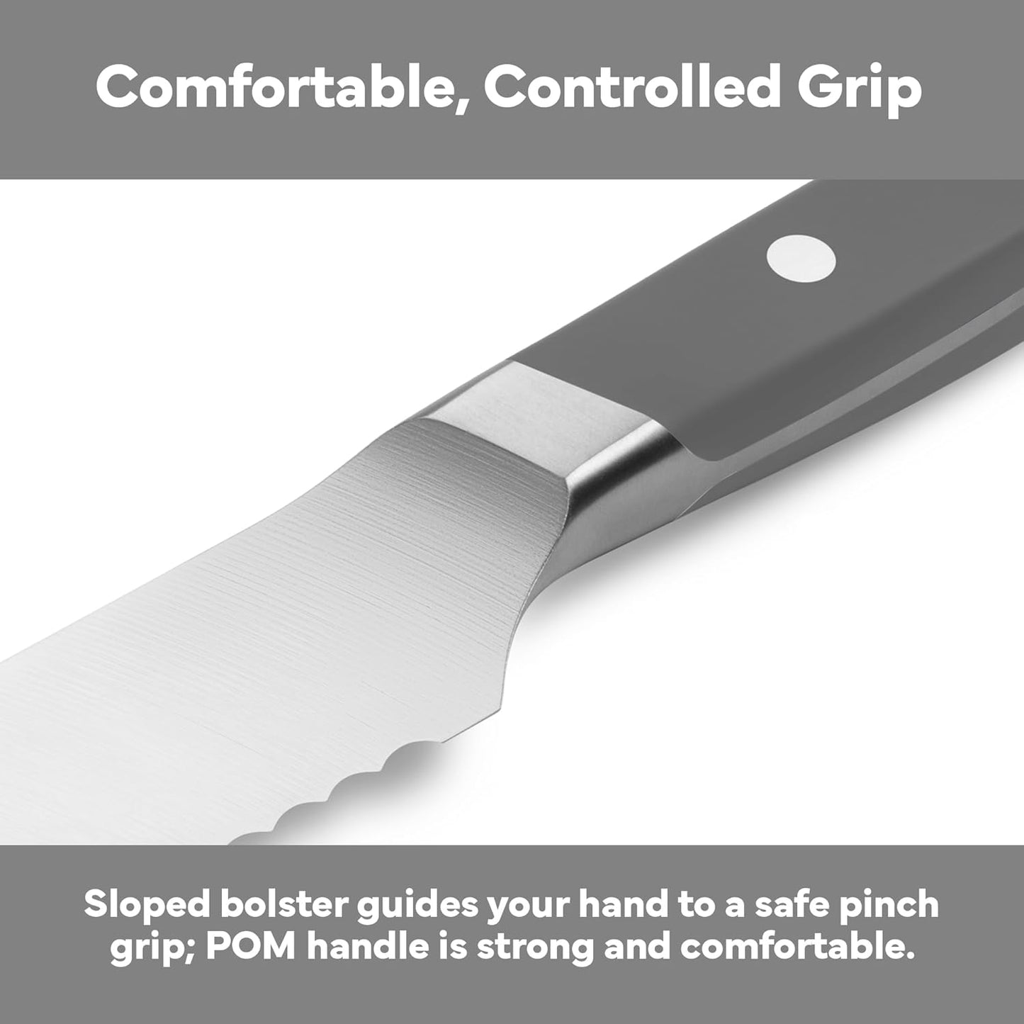 Misen Serrated Bread Knife - High-Carbon Japanese AUS8 Steel - Perfect for Soft Foods, Bread, Pastries, and Fruits - Verstatile Slicer, Razor-Sharp Edge, Durable Blade, Ergonomic Handle - 5", Blue