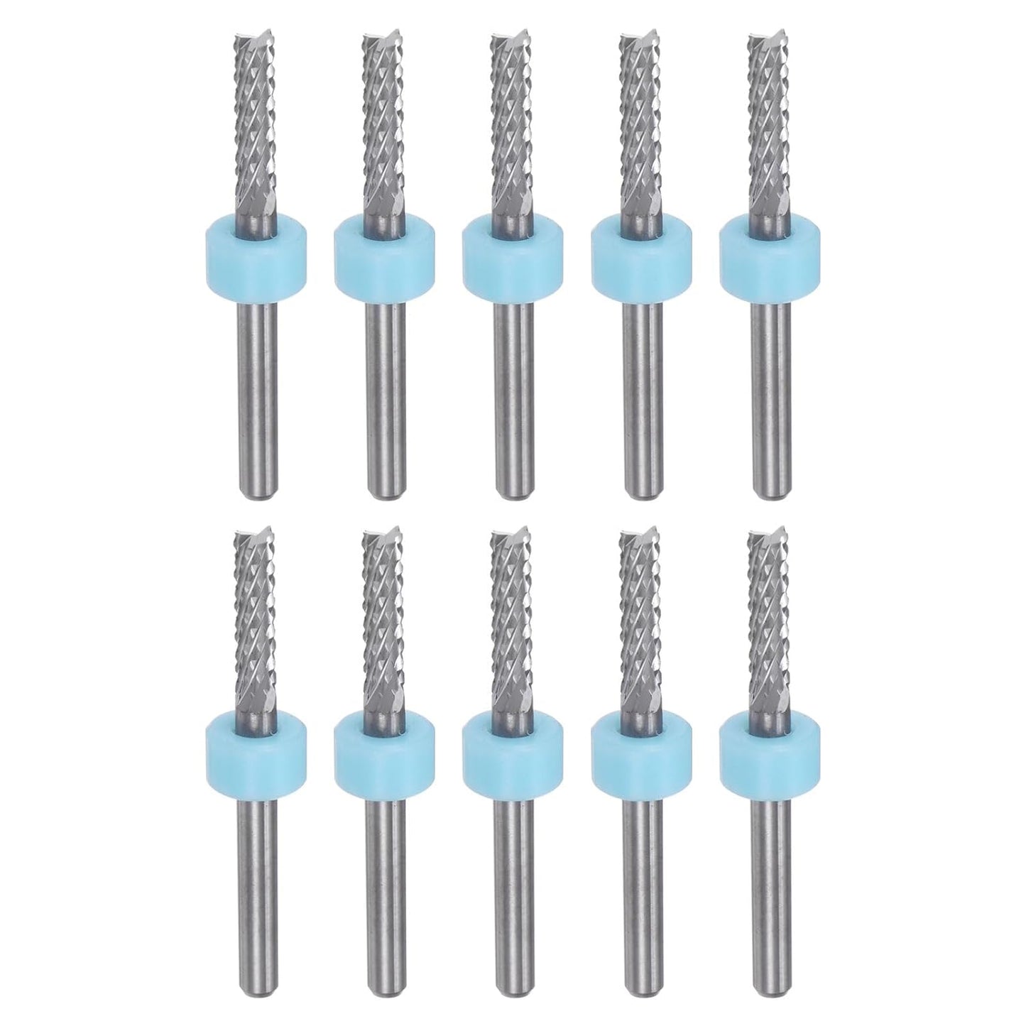 HARFINGTON 10pcs End Mill Bits 0.8mm Solid Carbide CNC Router Bits Engraving Cutter Tools for PCB Circuit Board Milling Machine Wood Carving, 1/8" Straight Shank