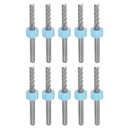 HARFINGTON 10pcs End Mill Bits 0.8mm Solid Carbide CNC Router Bits Engraving Cutter Tools for PCB Circuit Board Milling Machine Wood Carving, 1/8" Straight Shank