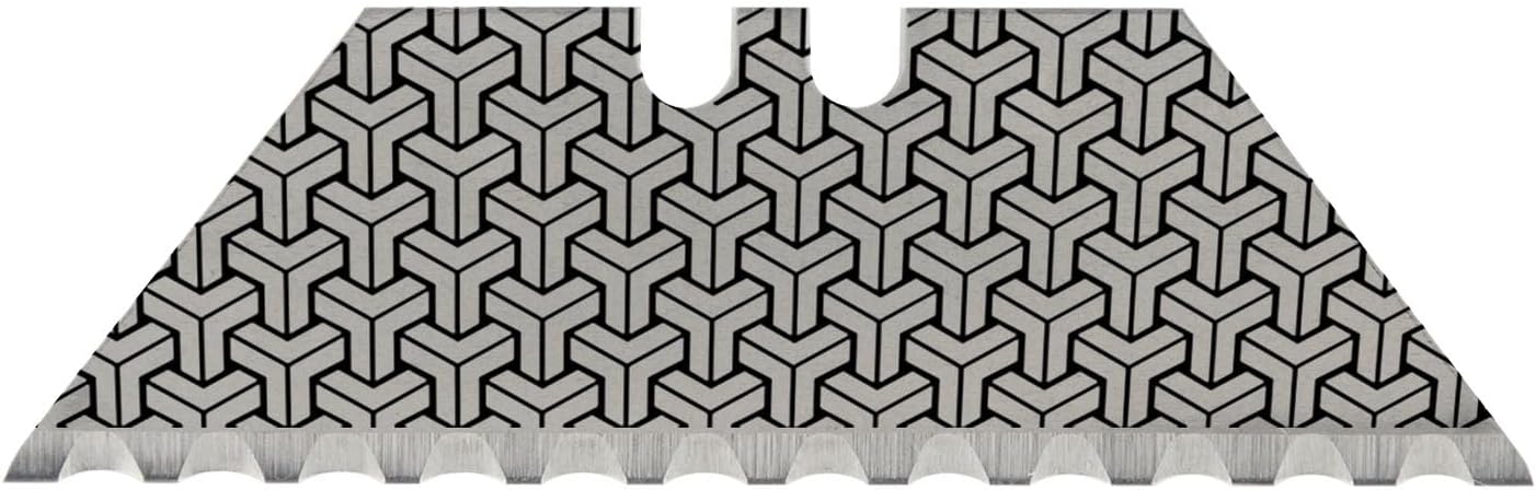 NDZ Performance Serrated Steel Blade Replacement for Utility Knife & Box Cutters, Custom Double Sided Laser Engraved Designs, Silver - Skull - 3 Pack