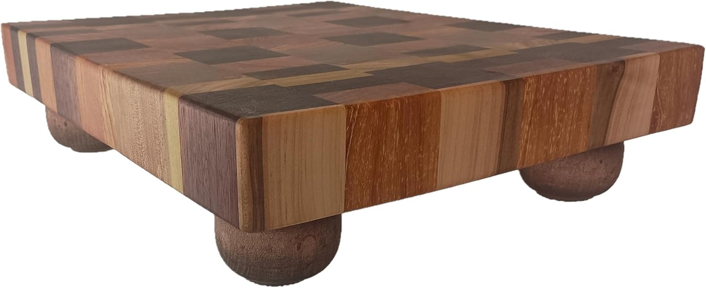 Raised Butcher Block Cutting Board -beautiful gorgeous Cherry Beech Poplar Walnut Maple hardwood-2" thick X 13 1/2" wide X 17 1/2" long Chopping Block Butcher Blocks Cutting Board -End Grain hardwood