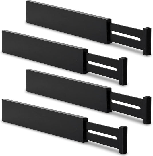 Utoplike 4 pcs Bamboo Kitchen Drawer Dividers Large, Adjustable Drawer Organizers, Spring Loaded, Works in Kitchen, Dresser, Bathroom, Bedroom, Drawer, Desk