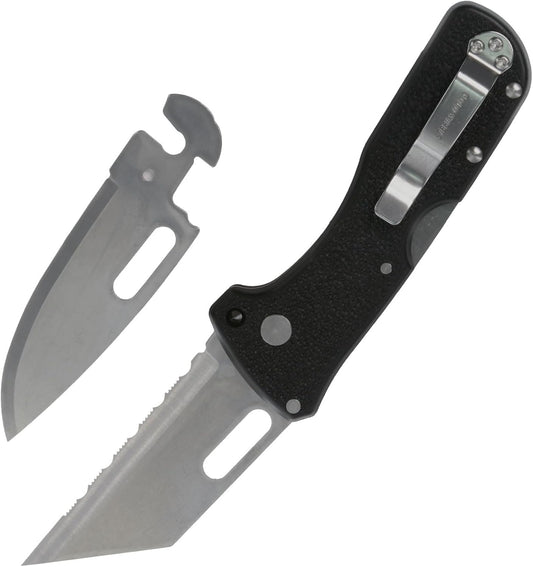 COLD STEEL Click N Cut Folder Durable Hunting & Hiking Steel 5 Oz Compact 7" Long Folding Knife with Strong Lock & 2 Interchangeable Blades