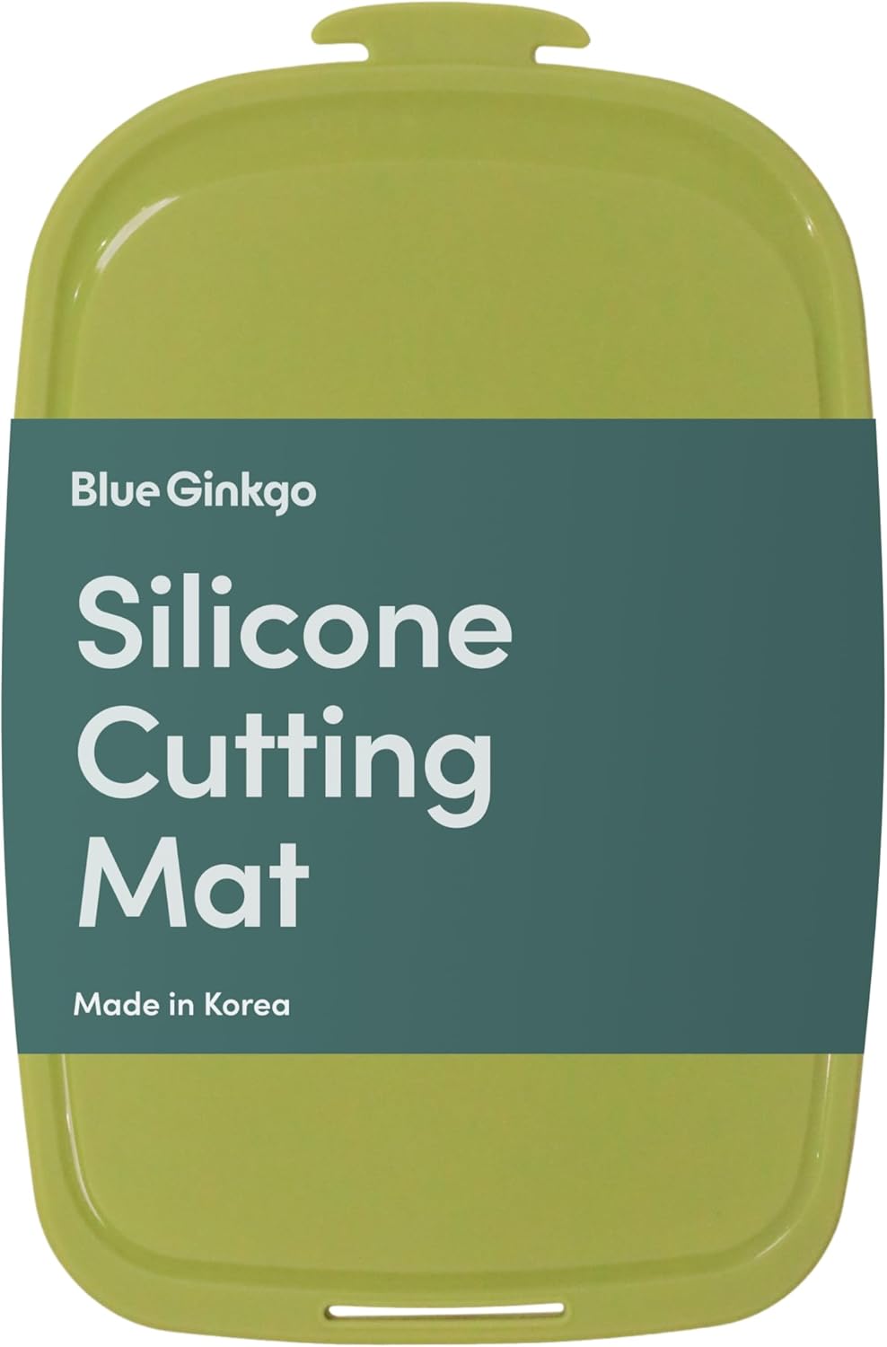 Blue Ginkgo Silicone Cutting Board – Medium – Double-Sided, Thick, Flexible, Non-Slip, BPA Free – Juice Grooves, Dishwasher Safe (Made in Korea, Green)