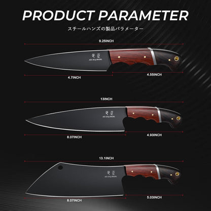 DRGSKL Boning Knife 7 inch - Brisket Trimming Knives for Meat Cutting, Black Butcher Slicing Knives with Full Tang Handle, Kitchen Fillet Knife for Birthday Dad Mom Gift