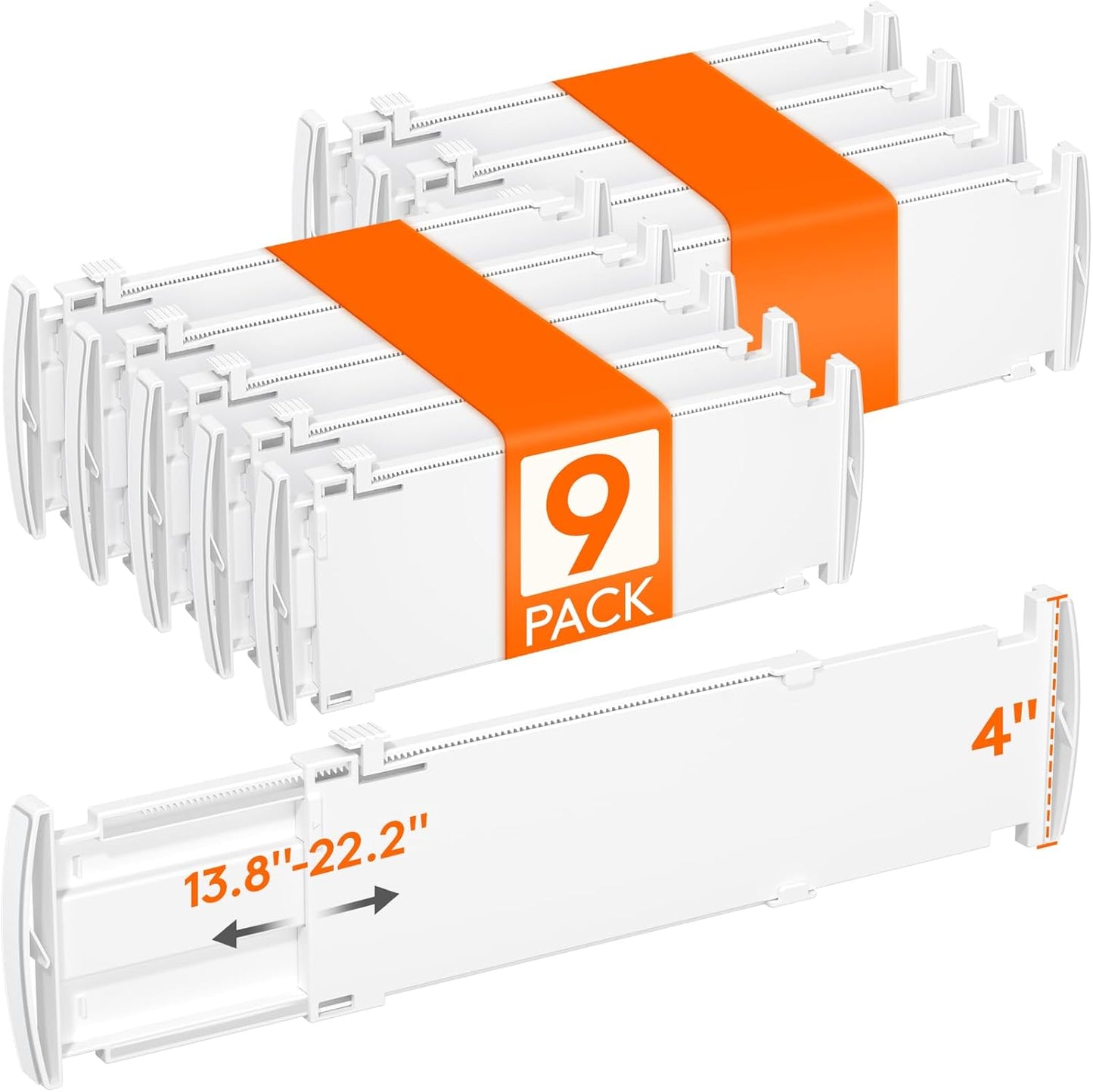 Lifewit Drawer Dividers for Clothes, 3.2" High 10.5"-16.5" Expandable Dresser Drawer Organizers, Adjustable White Plastic Separators for Kitchen, Cabinet, Nursery, Socks & Underwear Storage, 4 Pack