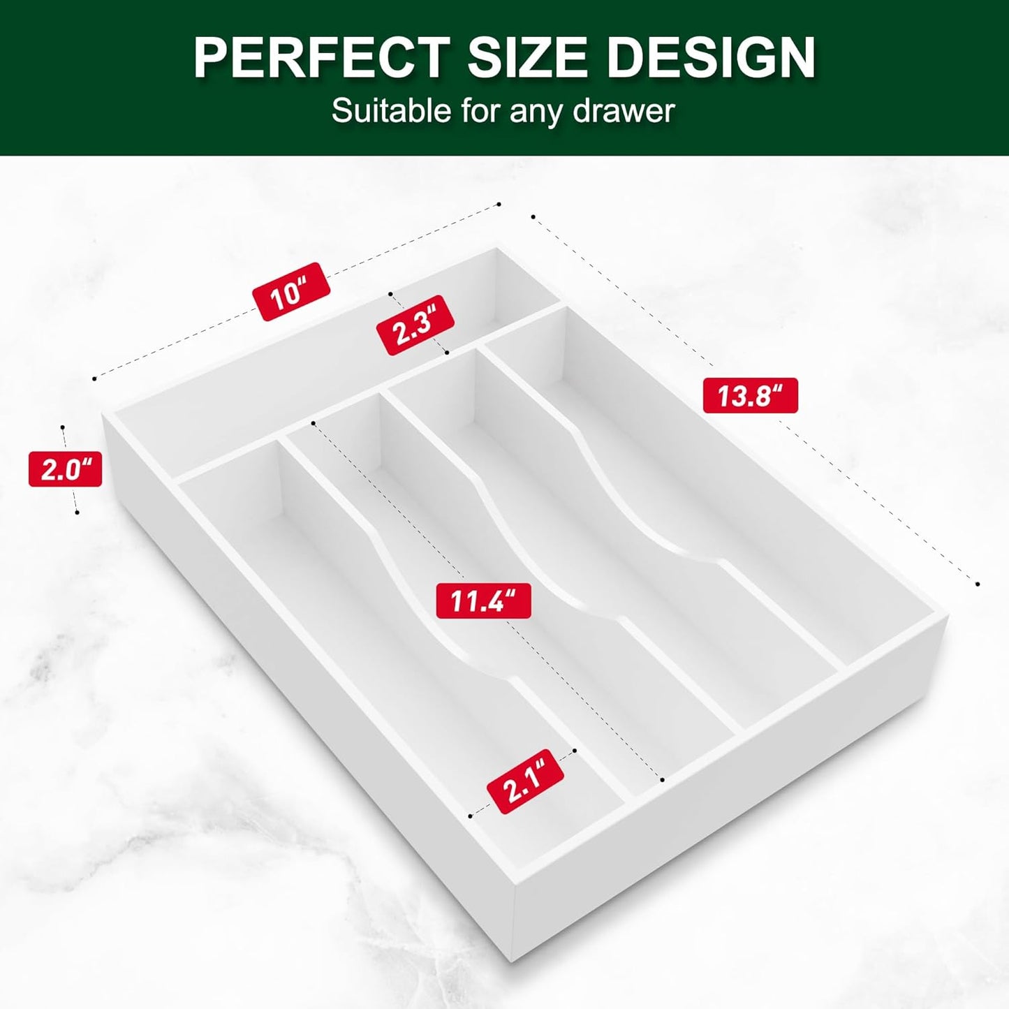 Bellsal Natural Utensil Organizer 12.5 Inch Silverware Organizer for Drawer Utensil Holder Cutlery Organizer Kitchen Drawer Organizer 7 Compartment Small Narrow Bamboo