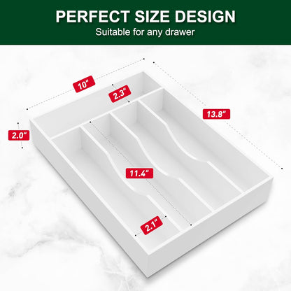 Bellsal Natural Utensil Organizer 12.5 Inch Silverware Organizer for Drawer Utensil Holder Cutlery Organizer Kitchen Drawer Organizer 7 Compartment Small Narrow Bamboo