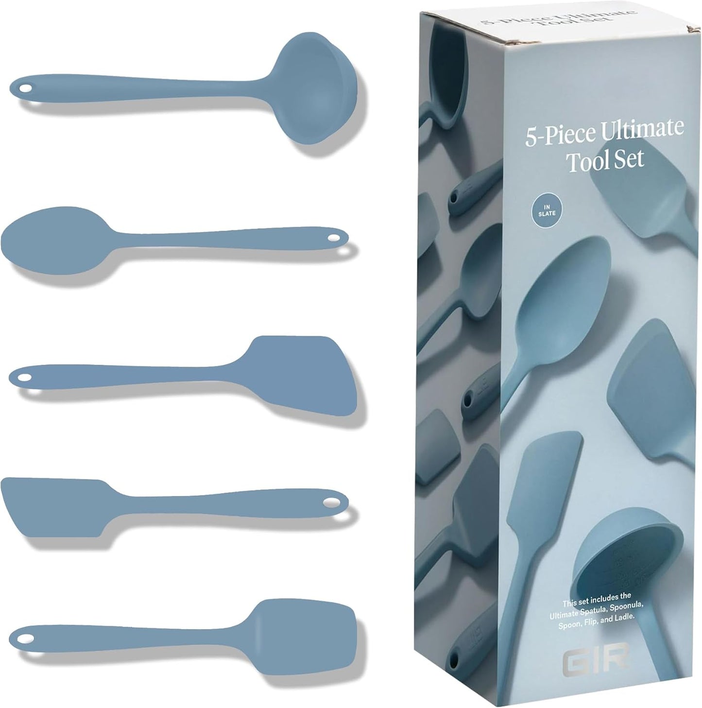 GIR: Get It Right 5 Piece Silicone Ultimate Kitchen Utensils Set - Ladle, Spatula, Flip, Spoon & Spoonula - Non-Toxic Cooking Utensils for Nonstick Cookware, Cooking and Baking - Red