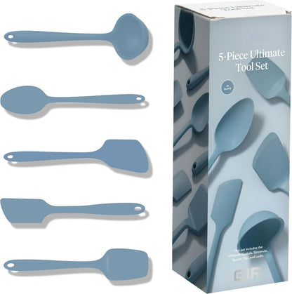 GIR: Get It Right 5 Piece Silicone Ultimate Kitchen Utensils Set - Ladle, Spatula, Flip, Spoon & Spoonula - Non-Toxic Cooking Utensils for Nonstick Cookware, Cooking and Baking - Red