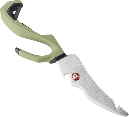 10" Stainless Steel Fishing Scissors Fishing Shears with Fin Clipper and Fish Scaler kitchen Scissors All Purpose for Chicken Fish Turkeys Food