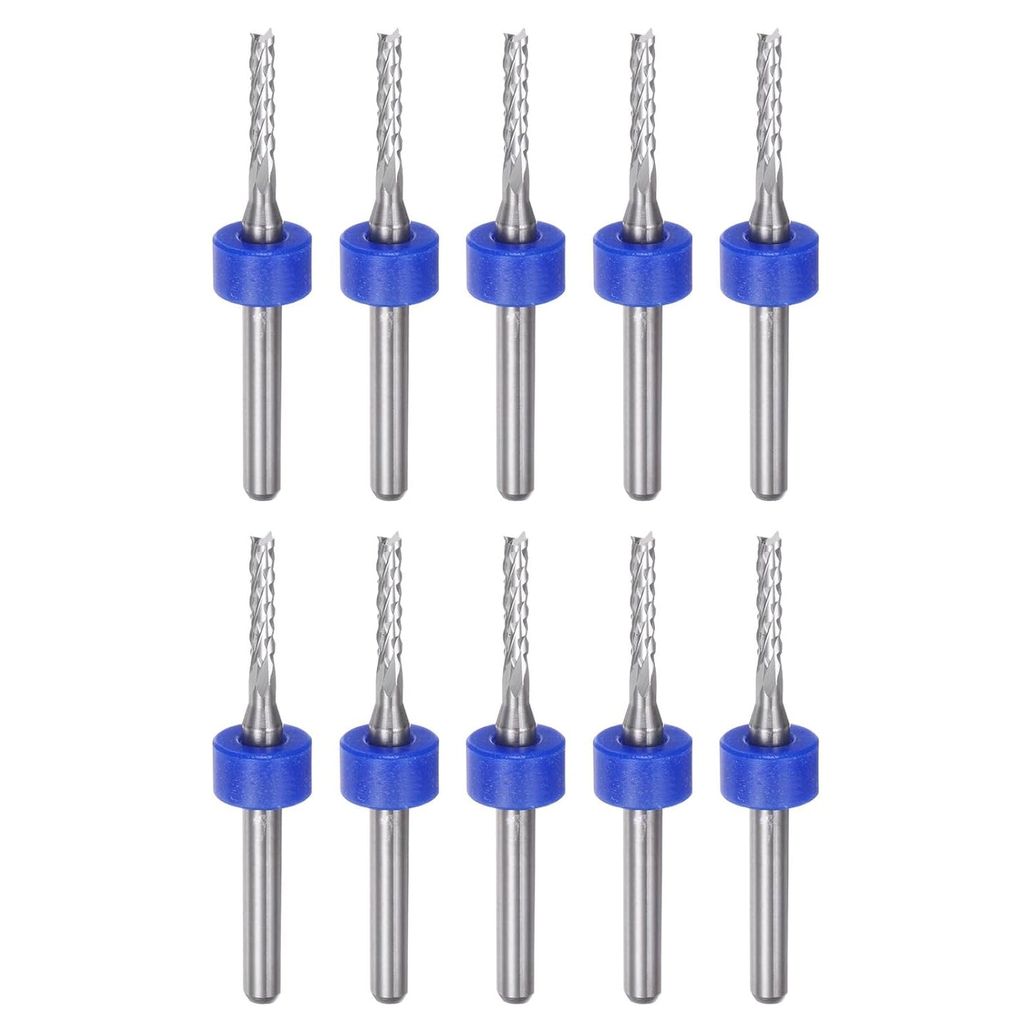 HARFINGTON 10pcs End Mill Bits 0.8mm Solid Carbide CNC Router Bits Engraving Cutter Tools for PCB Circuit Board Milling Machine Wood Carving, 1/8" Straight Shank