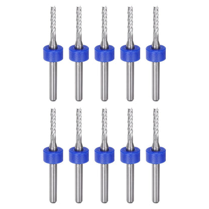 HARFINGTON 10pcs End Mill Bits 0.8mm Solid Carbide CNC Router Bits Engraving Cutter Tools for PCB Circuit Board Milling Machine Wood Carving, 1/8" Straight Shank