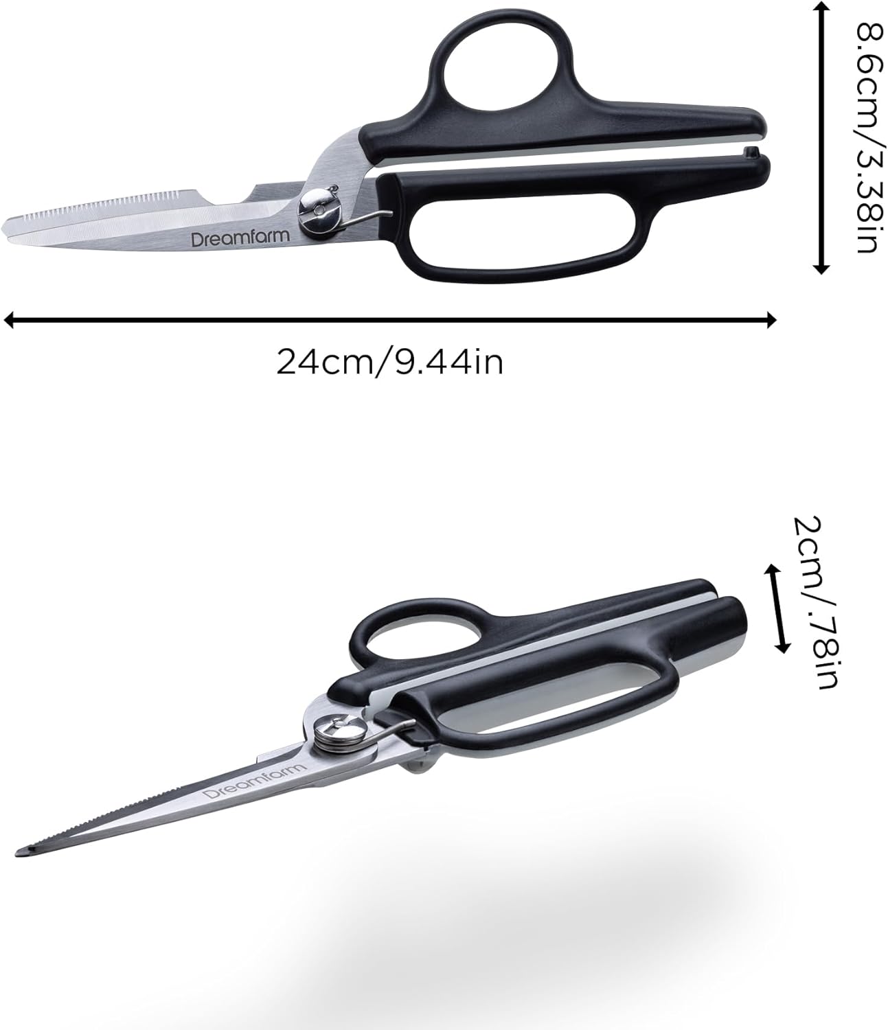 Dreamfarm Bishears 2-In-1 Kitchen Scissors that Flip to Become Powerful Shears - Black/White