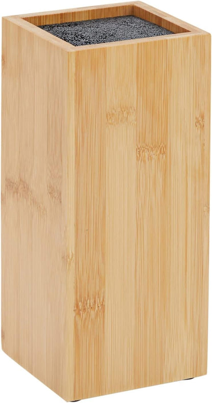 Juvale Bamboo Universal Knife Block - Adjustable Bristle Knife Holder & Stand - Cutlery Holder for Kitchen Counter - Plate Organizer for Cabinet - 4.13 x 9.25 in, Brown, Contemporary