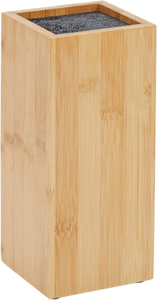 Juvale Bamboo Universal Knife Block - Adjustable Bristle Knife Holder & Stand - Cutlery Holder for Kitchen Counter - Plate Organizer for Cabinet - 4.13 x 9.25 in, Brown, Contemporary