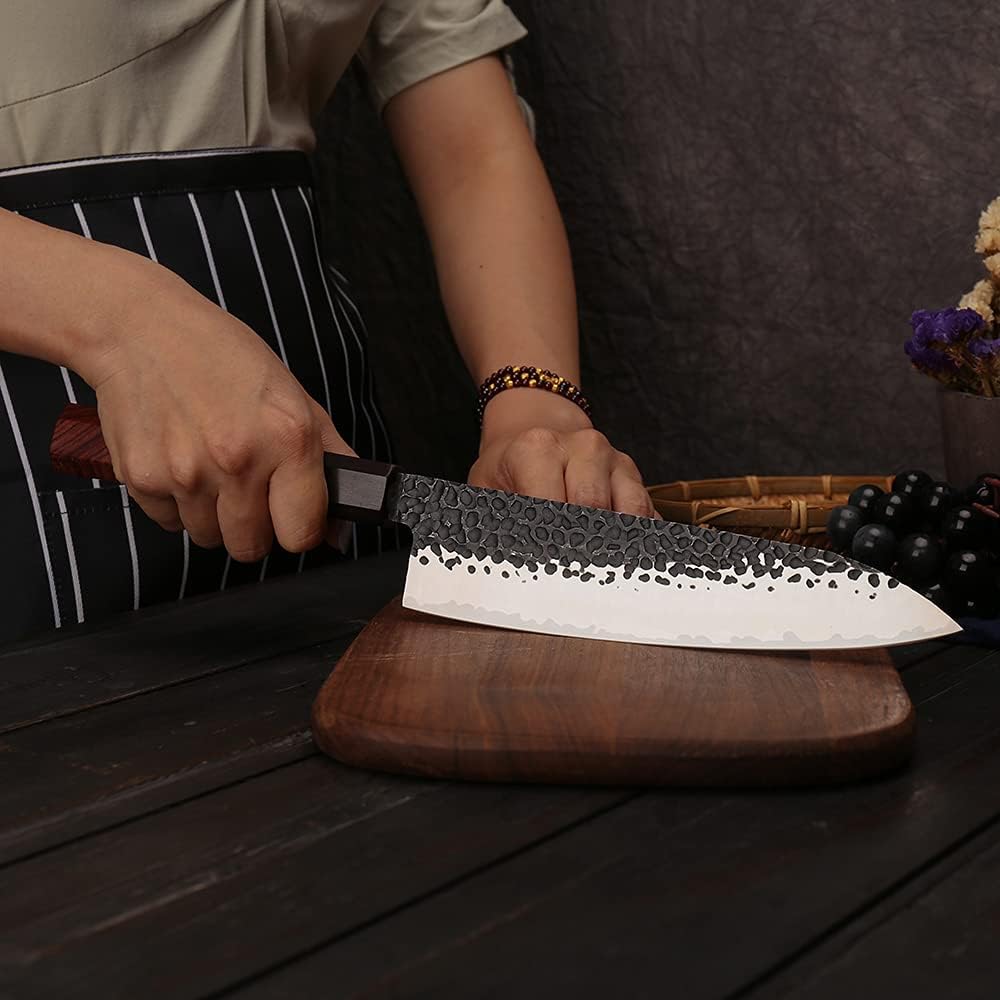 WILDMOK 8 Inch Chef Knife 3 Schichten 9CR18MOV CLAD STAEL, geschmiedetes Gyuto -Chef Knife mit achteckigem Griff
