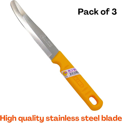 Round Tip Knife, Blunt Knife, Rounded Tip Knives for Cutting Fruit and Vegetable, Smooth Sharp Blade, Safety Knifes (Yellow)