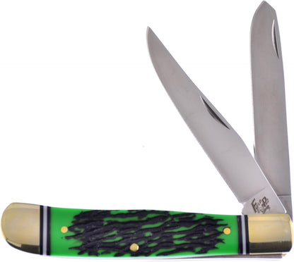 3 Piece Knife Set with a Storage Case 01ST/AG Fixed Blade & Pocket Knives with a Green Composite Handle Stainless Steel Blades Ranging from 4-9 Inches in Length