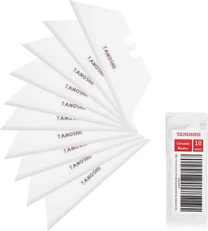 Zirconia Ceramic Blades – 10-Pack Replacement Utility Blades for Utility Knives, Box Cutter, Keep Sharp Longer – Black