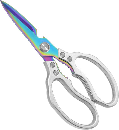 CGBE Kitchen Scissors All Purpose Heavy Duty, Ultra Sharp Stainless Steel Kitchen Shears Dishwasher Safe, Cooking Shears for Chicken, Poultry, Fish, Meat, Herbs & Grapes with Non-Slip Grips - Gold