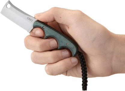 CRKT Minimalist Bowie Outdoor Survival Fixed Blade Knife with Sheath: Stainless Steel Plain Edge Blade, Micarta Handle, 2387