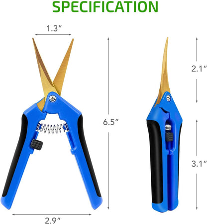 iPower 6.5 Inch Gardening Hand Pruner Pruning Shears Trimming Scissors with Straight Stainless Steel Blades for Bonsai, Herb, Bud, Hedge, 4-Pack, Yellow