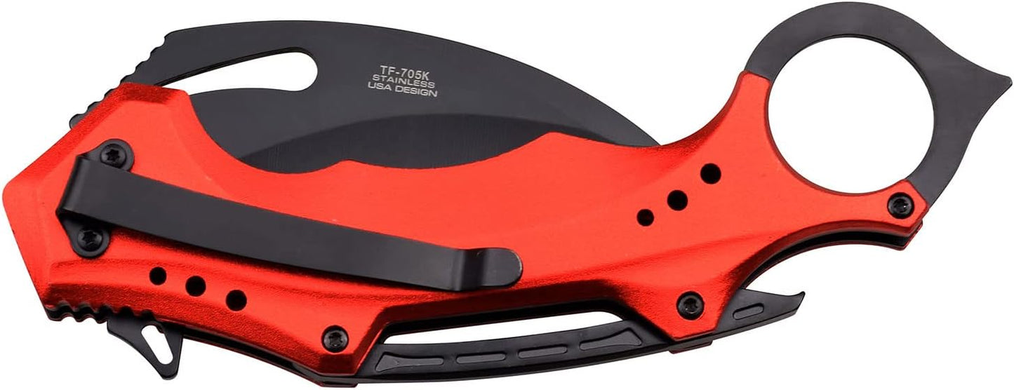 Tac-Force Folding Pocket Knife, 3.25-inch Serrated Blade, Orange Aluminum Handle, 7.75-inch Overall Length TF-705EM
