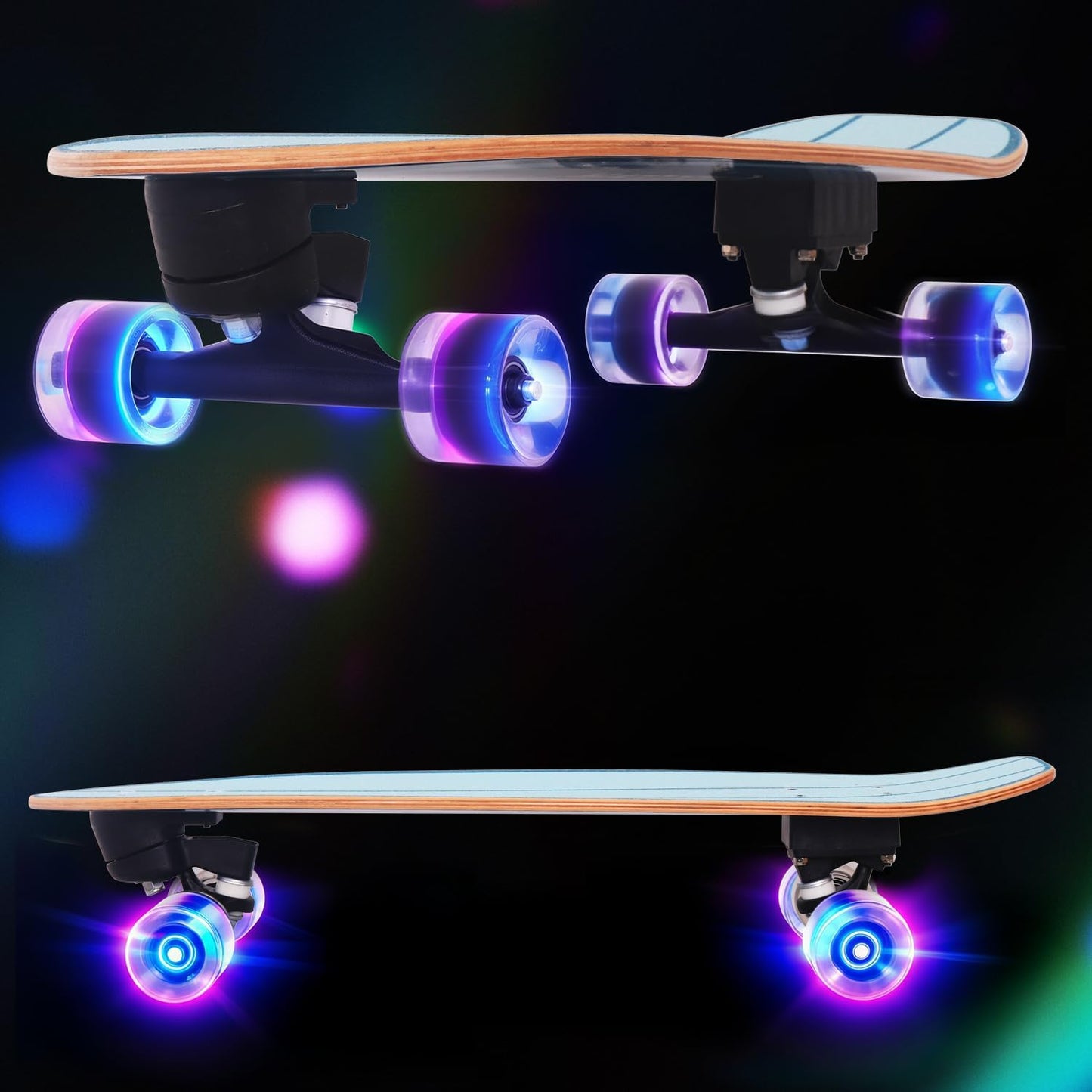 Nattork Complete Kid Skateboards 29" x 9" Youth Cruiser Skateboard for Beginners Double Kick Deck Concave Girls or Boys Skateboard