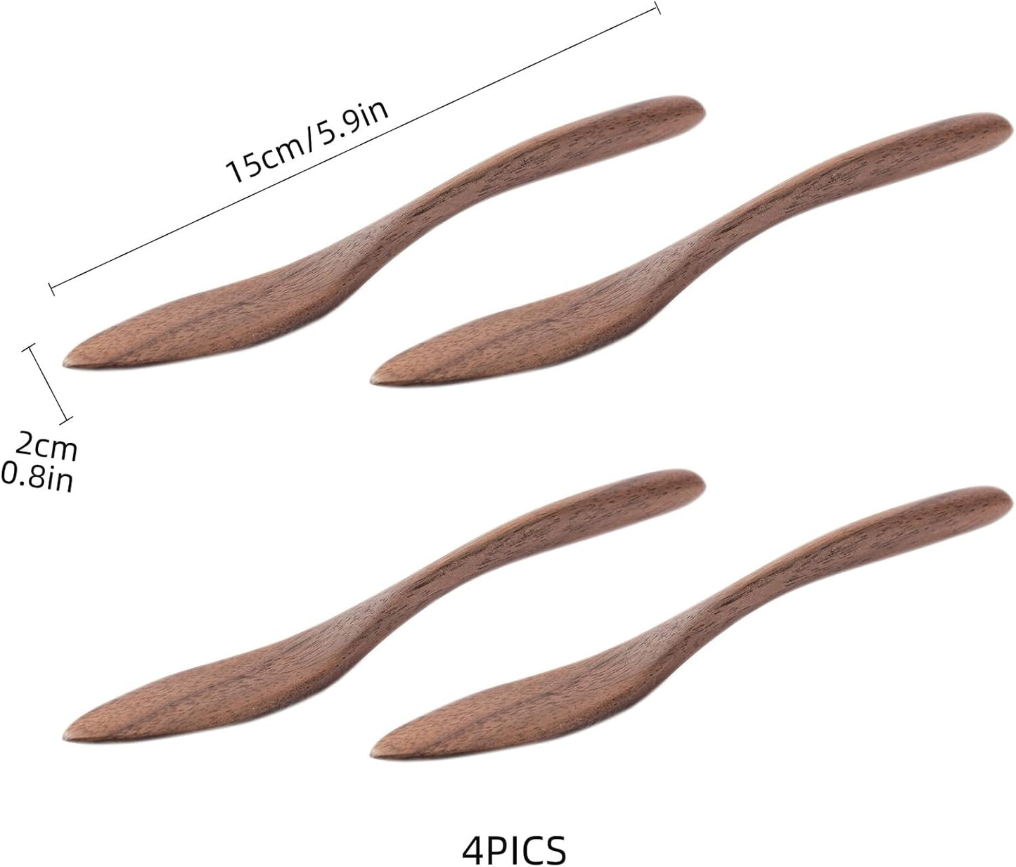 Black Walnut Wood 4PCS 5.9″ Butter Knife Set Reusable,Premium Spreader for Jam & Butter, Ideal for Family Kitchen