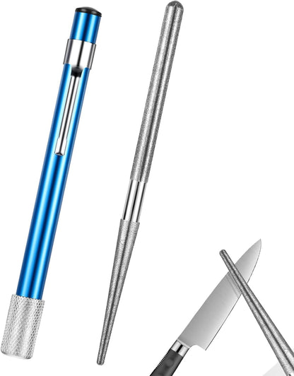 Portable Knife Steel Sharpener Rod, Retractable Diamond Sharpening Rod, Serrated Knife Sharpener, Multifunctional Sharpening Tool, Pocket Knife-Sharpener for Kitchen, Outdoor, Fishing, Camping
