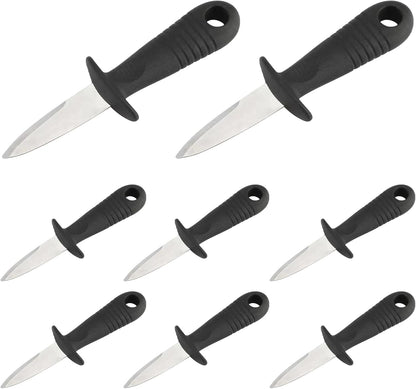 Oyster Knife Set, 8 Pcs Heavy-Duty Stainless Steel Oyster Shucking Tool, Seafood Scallop Opener With 5.7 In Hand Guard For Kitchen