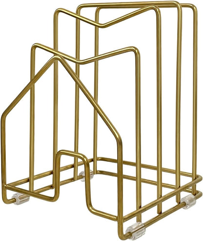 SUNFICON Cutting Board Rack Chopping Board Organizer Stand Holder Kitchen Countertop Pots Pan Lids Rack Organizer Flat Steel 4.92 x 5.7 x 8.47 in. Black