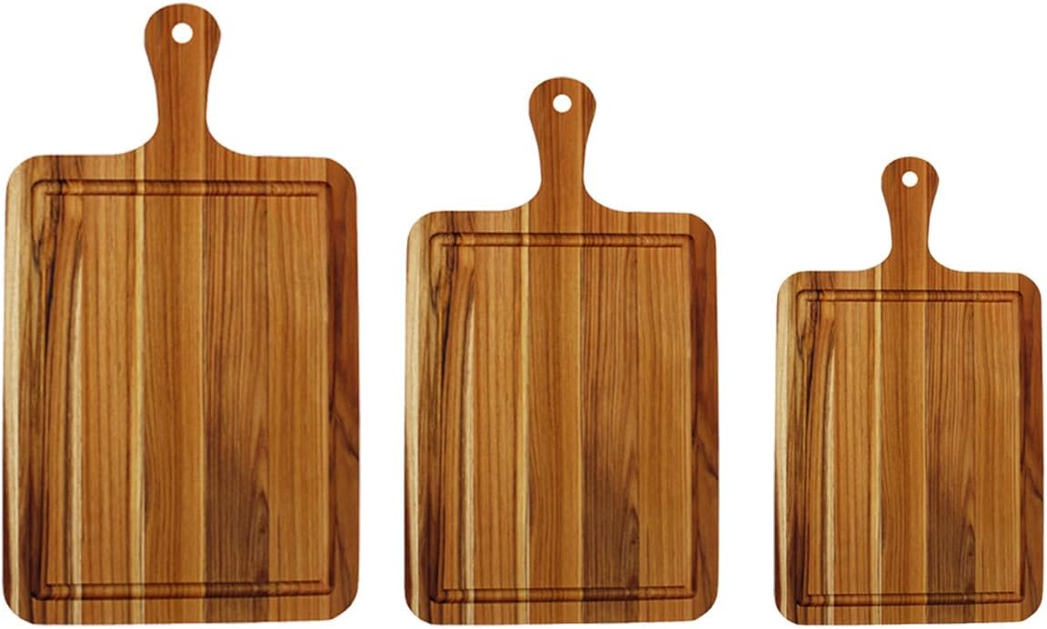 EcoDecors 18"x14" Extra Large Teak Cutting Board, Edge Grain Wood with Juice Groove & Handle, FSC Certified for Kitchen, Carving & Butcher Block Prep
