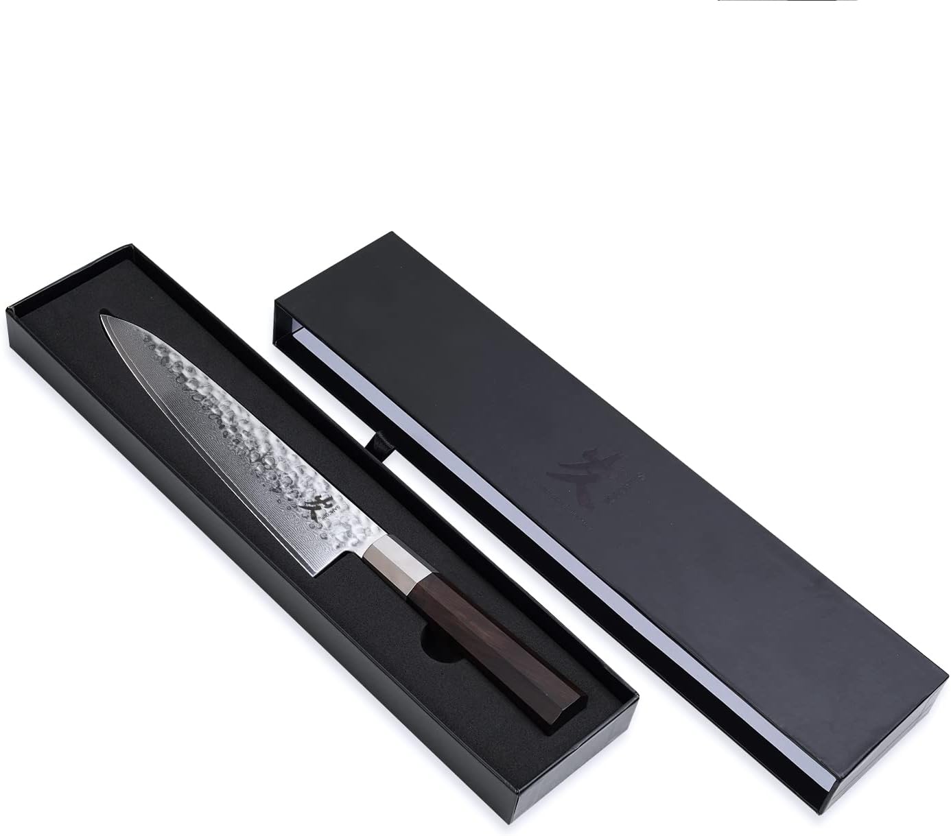 SAMCOOK Japanese Chef Knife - 8 Inch Professional Hammered Finish Damascus Gyuto Knife,VG10 Damascus High Carbon Steel Kitchen Cooking knife,Ergonomic Octagonal Ebony Handle with Gift Box