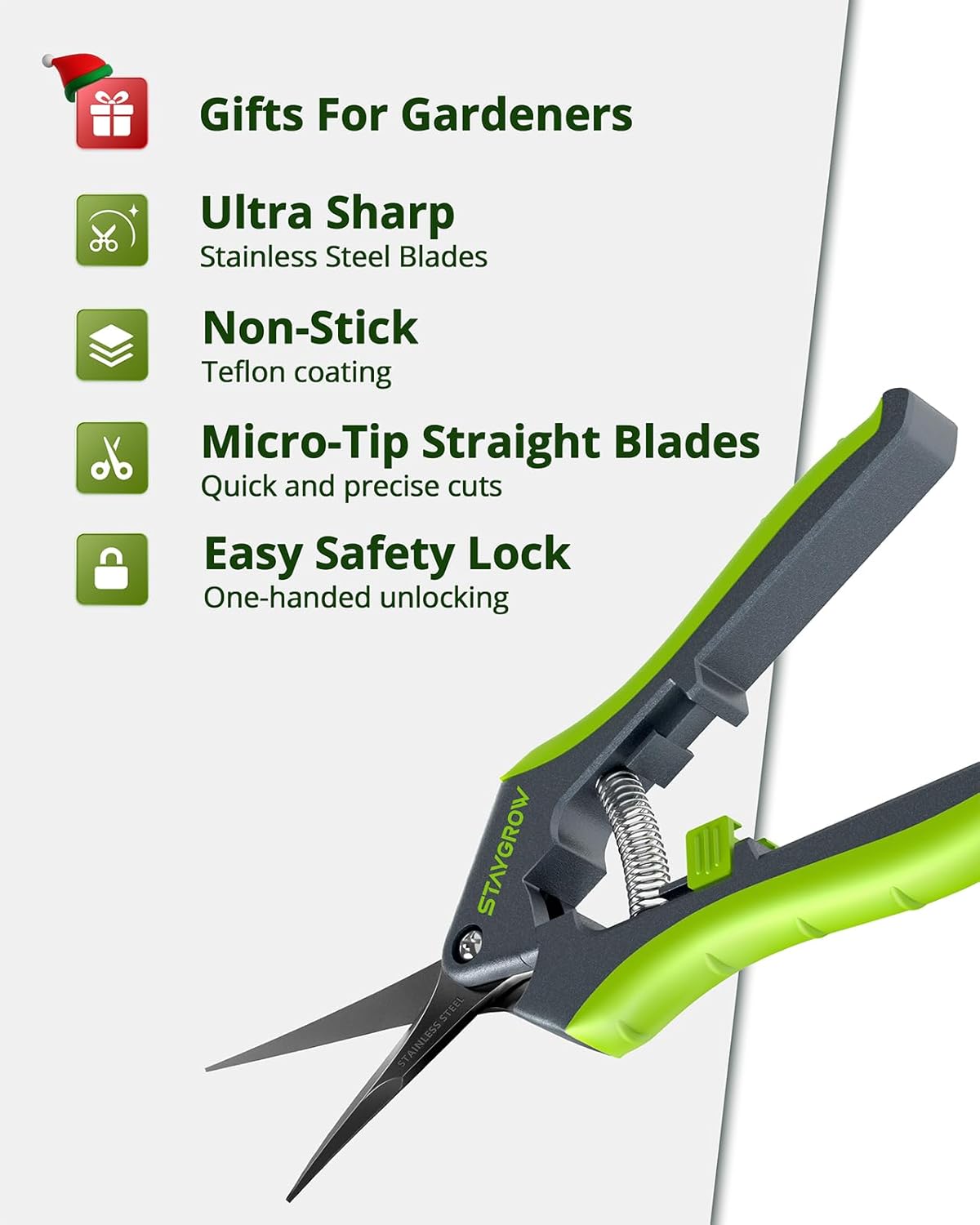 2pcs 6.5" Pruning Shears for Gardening, Ultra Sharp Garden Scissors for Precise Cuts, Stainless Steel Bonsai Clippers with Spring Loaded, 6.5 Inch Garden Shears (1pc Straight & 1pc Curved)