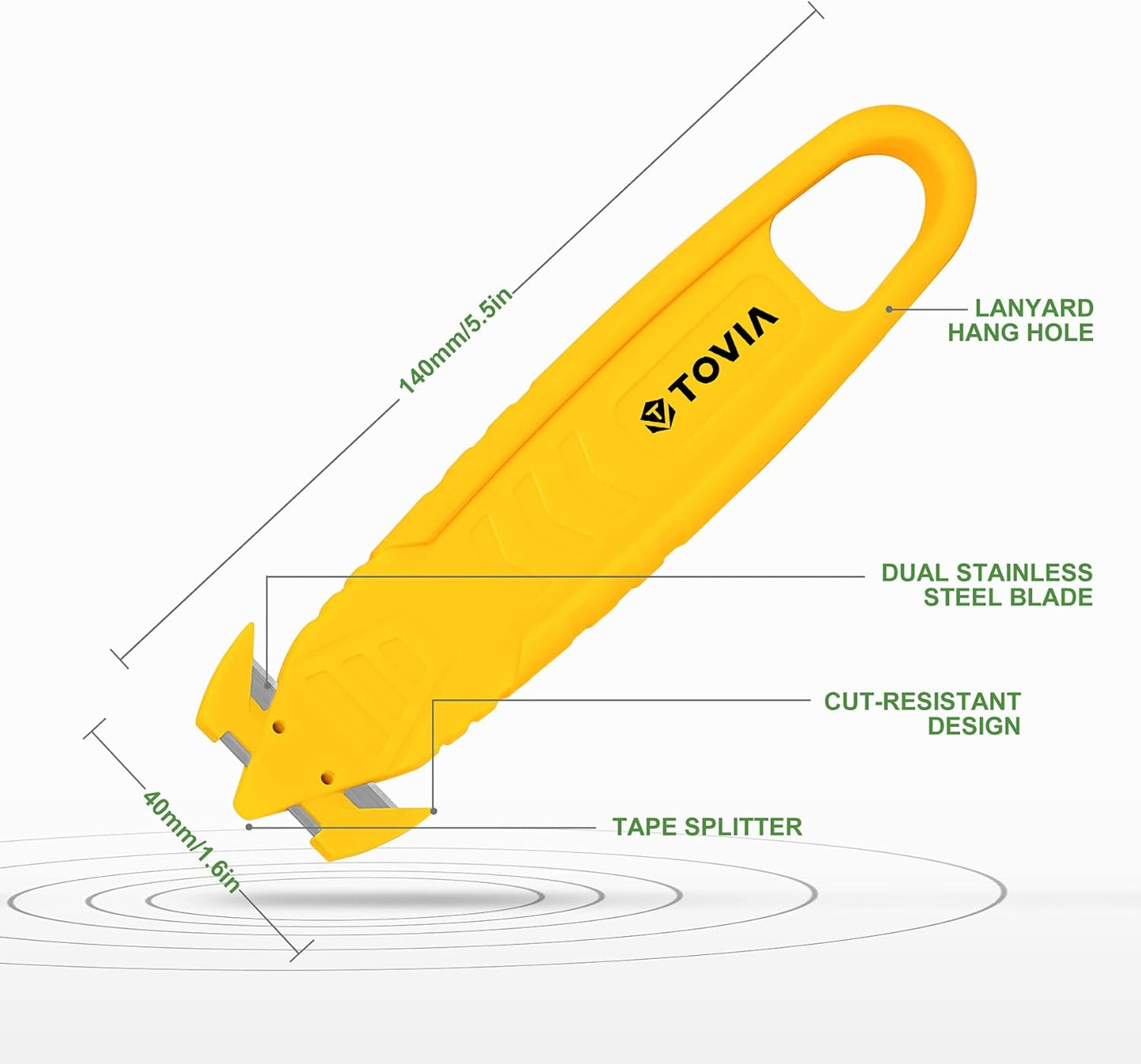 200 Pcs Safety Knife Box Cutter T TOVIA Utility Cutter and Package Opener with Recessed Concealed Stainless Steel Blade for Household, Warehouse, Workshop