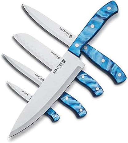 Sabatier Triple Riveted Serrated Utility Knife, 5-Inch, Razor-Sharp Kitchen Knife to Cut Fruit, Vegetables and more, High-Carbon Stainless Steel, Gray