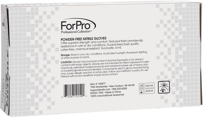 ForPro Disposable Nitrile Gloves, Chemical Resistant, Powder-Free, Latex-Free, Non-Sterile, Food Safe, 4 Mil