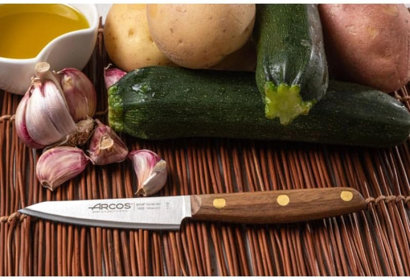 Arcos Deba Knife 7 Inch Stainless Steel. Japanese Kitchen Knife for Fish, Meat and Vegetables. Ovengkol Wood Handle 100% natural FSC and 170mm Blade. Series Nordika. Color Brown.