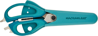 Rachael Ray Cutlery Japanese Stainless Steel Knives Set with Sheaths, 8-Inch Chef Knife, 5-Inch Santoku Knife, and 3.5-Inch Paring Knife, Teal