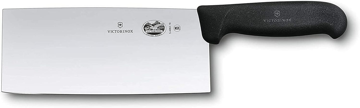 Victorinox Fibrox 7 Inch Swiss Made Cleaver - Black Chinese Classic Chefs Knife Stainless Steel Cleaver Butcher Knife Fibrox Handle Swiss Made