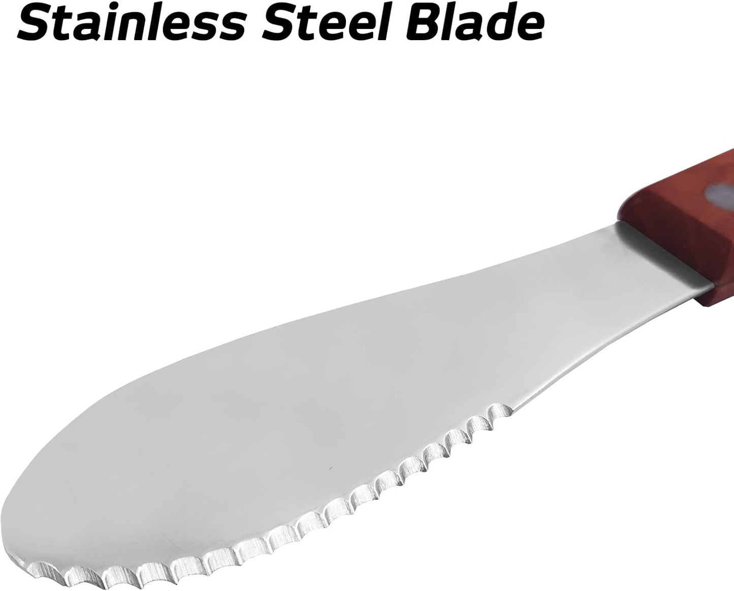 DaKuan 8 Inch, 6 Pack Stainless Steel Straight Edge Wide Butter Spreader with Wood Handle, 8 Inch Sandwich Cream Cheese Condiment Knives